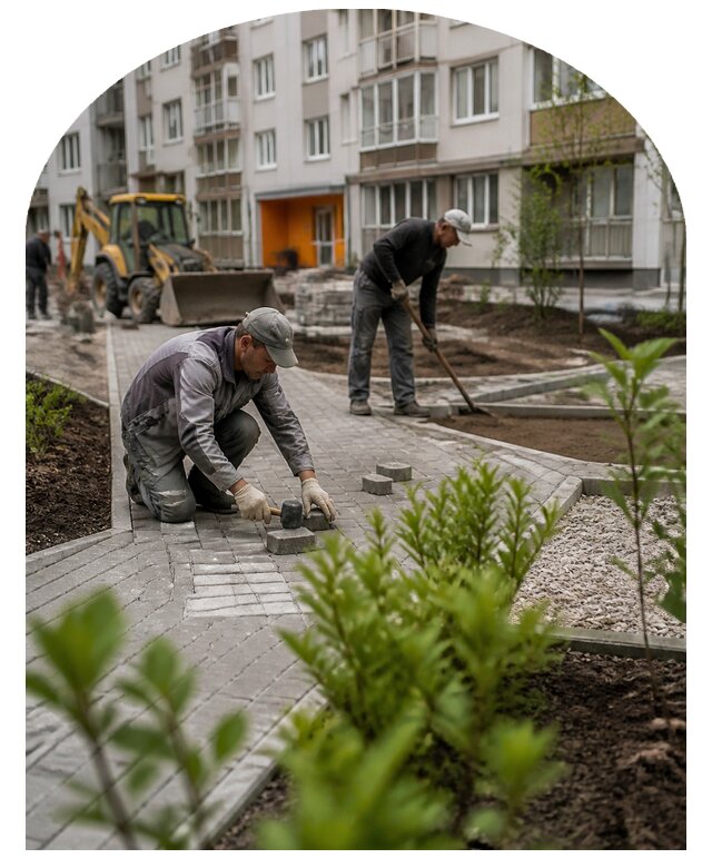 Благоустройство двора многоквартирного дома в Подольске